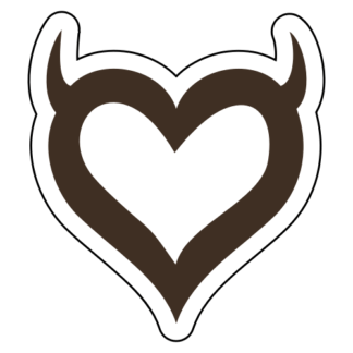 Heart With Horns Sticker (Brown)